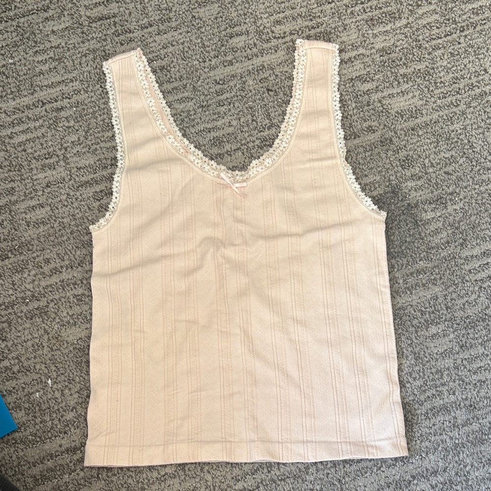 Pink Rose Cream Lace Camisole